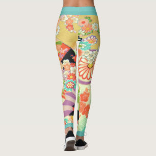 Leggings PixDezines Kimono/Peonies/Fleurs de cerisiers