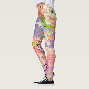 Leggings PixDezines Kimono/Peonies/Fleurs de cerisiers