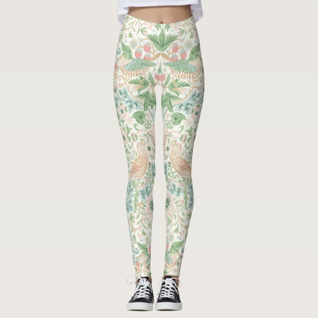 Leggings PixDezines William Morris fraise Thief Mint (Devant)