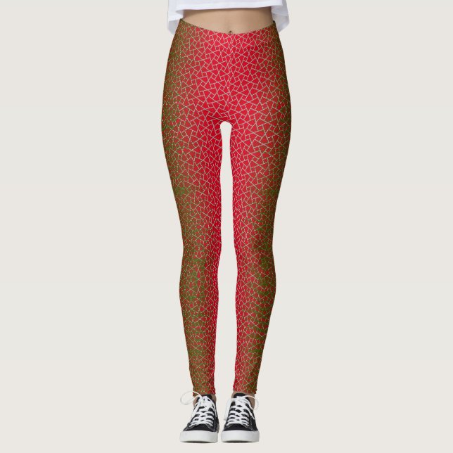 Leggings Pixel motif 01.GRN.bw Rouge BG (Devant)