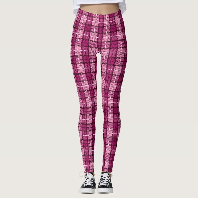 Leggings Pixel Plaid_Magenta-Black (Devant)