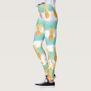 Leggings Plage Ananas Turquoise Tropical