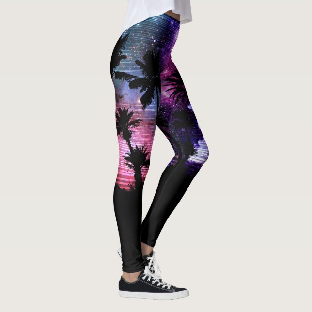 Leggings Plage au palmiers, étoile de galaxie spatiale, leg (Droite)