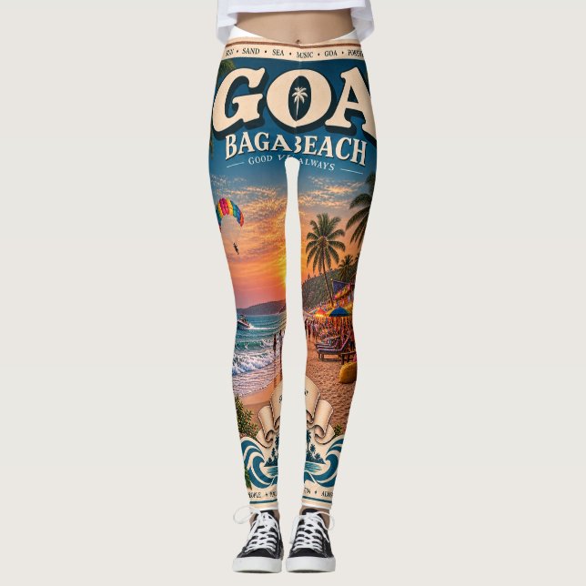 Leggings Plage de Baga — Soleil, Sable et Âme 🏖️ (Devant)