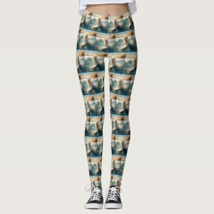 Leggings Plage de Coton De Tulear Peinture de surf