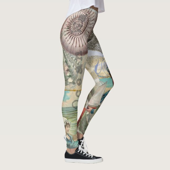 Leggings plage d'été poulpe vintage antique voile (Droite)
