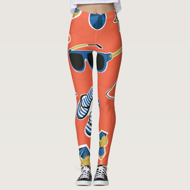 Leggings Plage d'été : Relaxant Motif sans couture. (Devant)