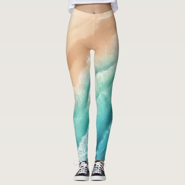 Leggings Plage océanique thème estival aquarelle (Devant)
