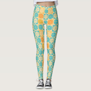 Leggings Plage Turquoise Jaune Inspiré Pickleball