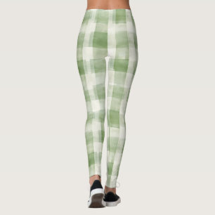Leggings Plaid à la crème verte de la ferme