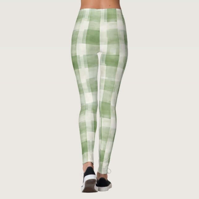 Leggings Plaid à la crème verte de la ferme (Dos)