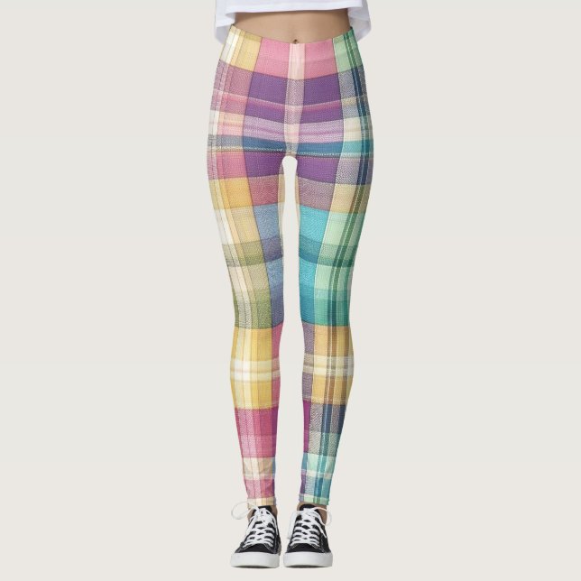 Leggings Plaid au printemps/Pâques/tartan (Devant)