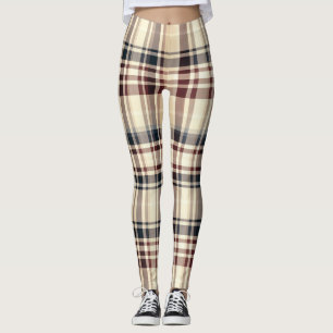 Leggings Plaid Beige Classique À damiers Motif