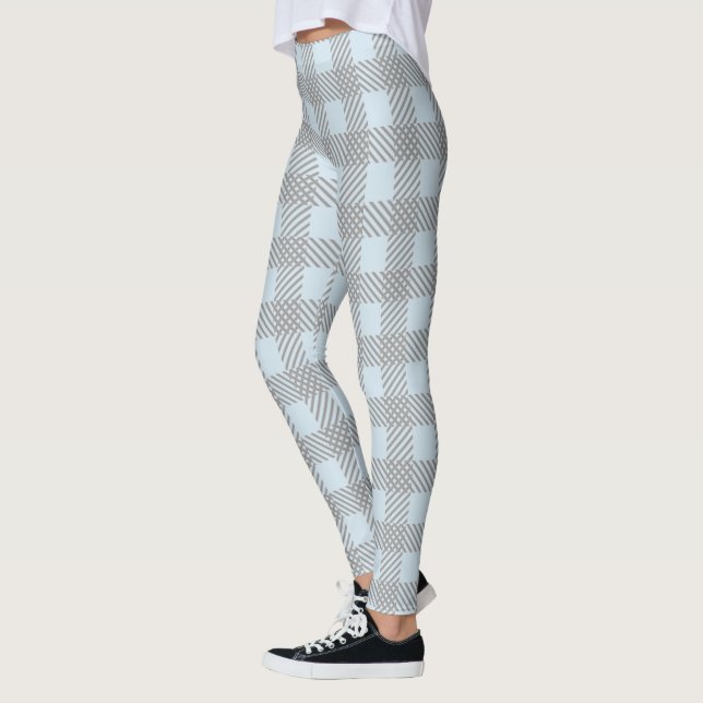 Leggings Plaid bleu et gris en pastel (Gauche)