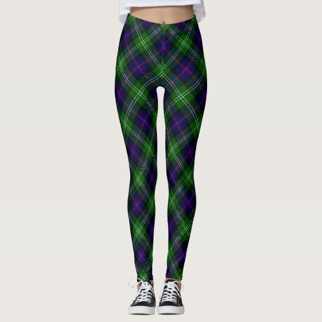 Leggings plaid bleu vert de tartan du sud (Devant)