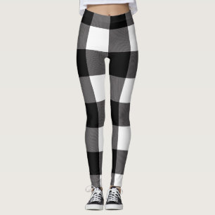 Leggings Plaid Checkered noir et blanc de Buffalo de carrés