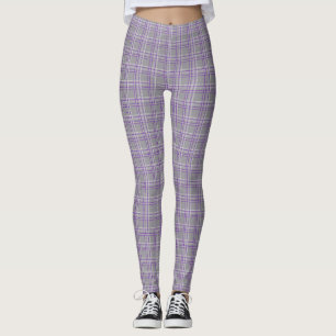 Leggings Plaid classique tartan. Gris, lilas