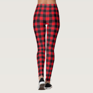Leggings Plaid de bison rouge et noir de base