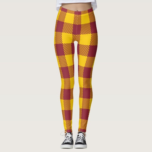 Leggings Plaid de Buffalo - rouge et or (Devant)