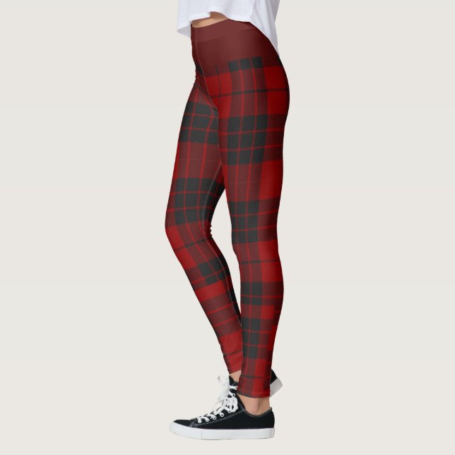 Leggings Plaid de Motif Russe Rouge et Noir Tartan Buffalo (Gauche)