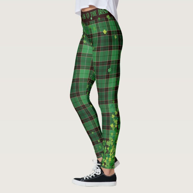Leggings Plaid de tartan de shamrocks de parties (Gauche)