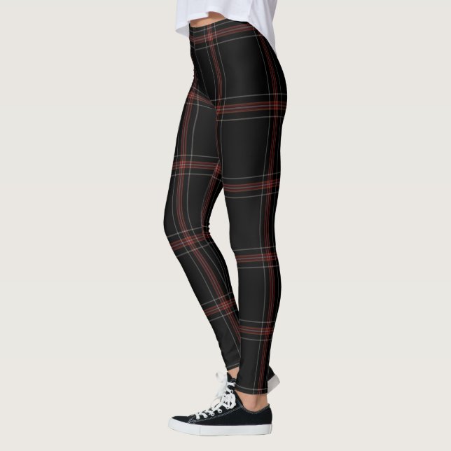 Leggings Plaid de tartan géant blanc rouge noir (Gauche)