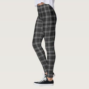 Leggings Plaid de tartan noir de gris argenté