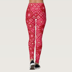 Leggings Plaid, floral, plaid, rouge, rouge, rustique