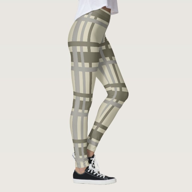 Leggings Plaid gris et crème (Droite)