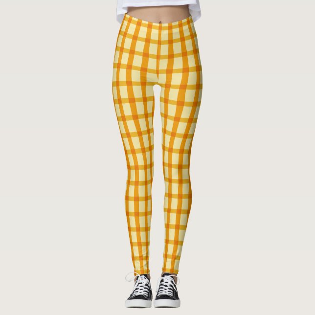 Leggings Plaid jaune et orange (Devant)
