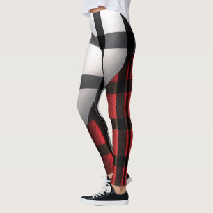 Leggings Plaid Moderne Abstraite Rouge Noir Plaid Collectio