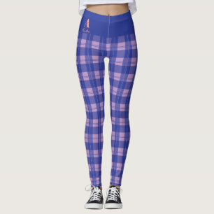 Leggings Plaid Purple Personnalisé Monogramme