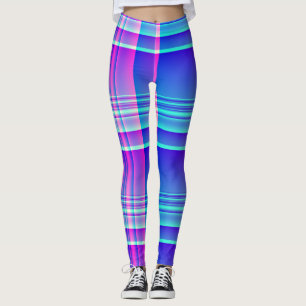 Leggings Plaid rose et bleu Checkered