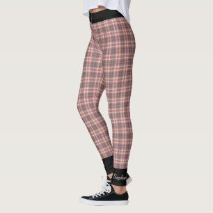 Leggings Plaid rose et gris personnalisé avec l'équilibre