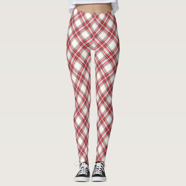 Leggings Plaid, rouge noir (Devant)