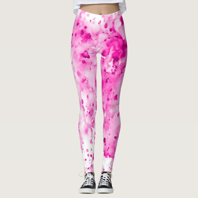 Leggings Plaisant, mignon, Artsy Hot Pink Paint Splatter (Devant)