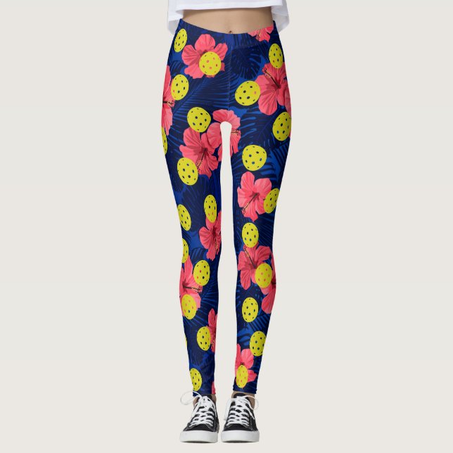 Leggings Plaisir Pickleball Tropical Red Hibiscus Flower Sp (Devant)