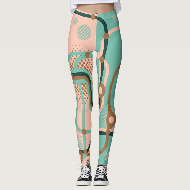 Leggings Plan de métro Abstrait, double motif. (Devant)