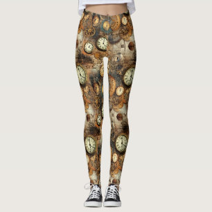 Leggings Plan d'ingénierie Steampunk Brun Laiton