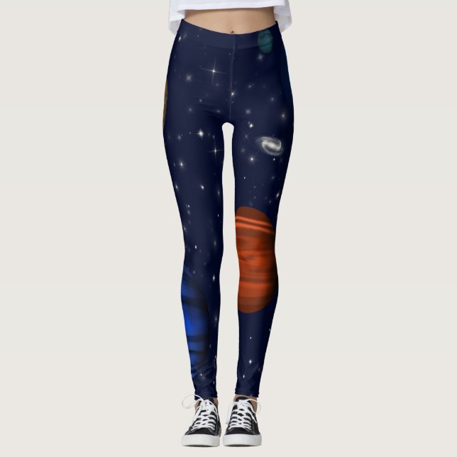 Leggings Planètes et galaxies dans l'espace (Devant)