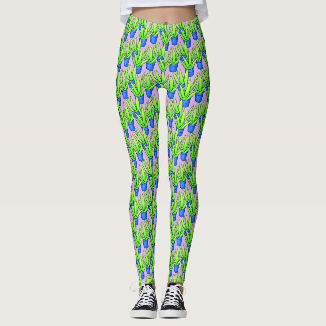 Leggings Plantes d'Aloe Vera Motif Textile (Devant)