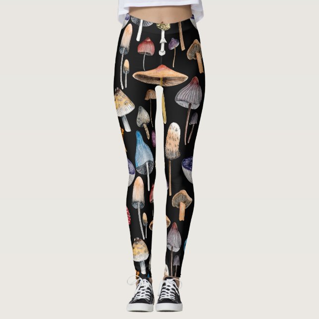 Leggings Plantes forestiers : champignons d'aquarelle, patt (Devant)