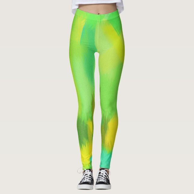 Leggings Plaque de peinture jaune citron (Devant)