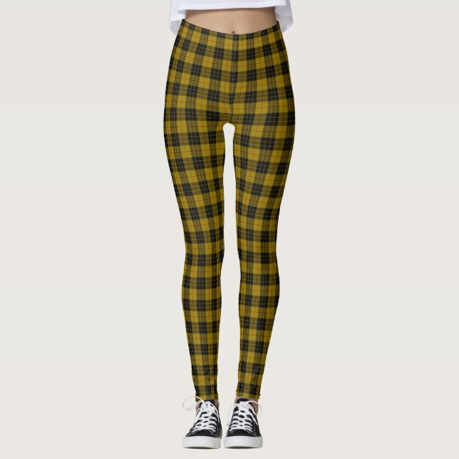Leggings Plaque noire jaune tartan MacLeod (Devant)