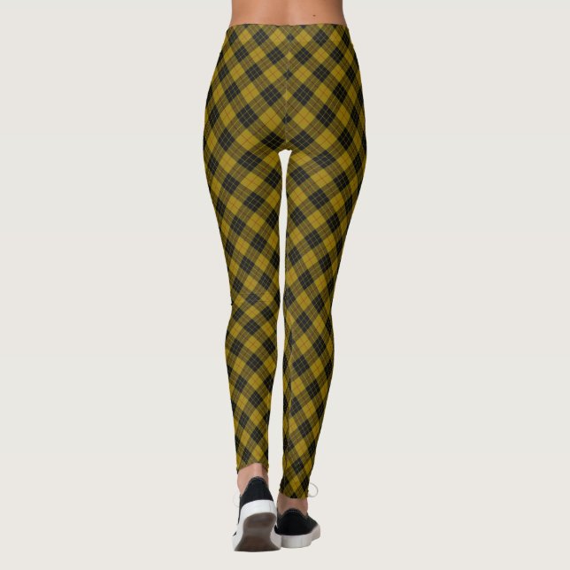 Leggings Plaque noire jaune tartan MacLeod (Dos)