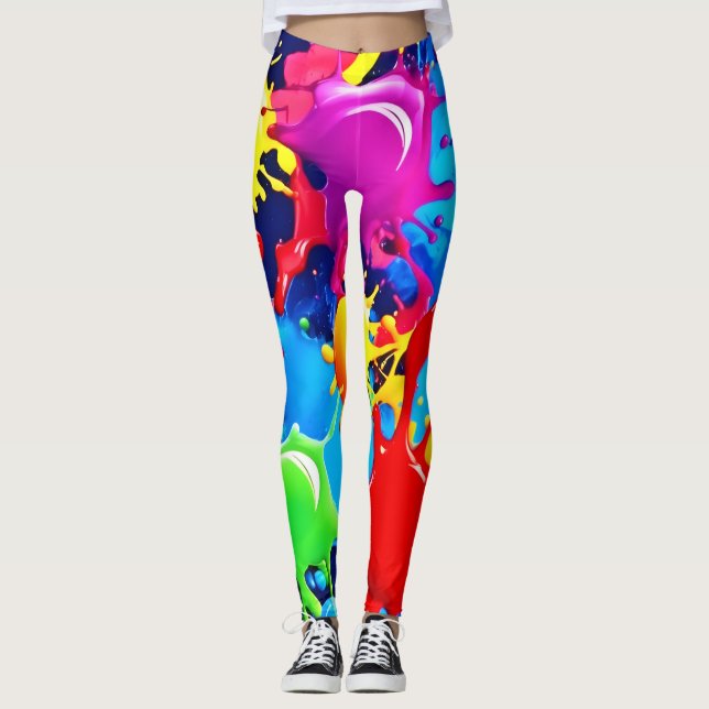 Leggings Plaques de peinture vives : une instruction de cou (Devant)