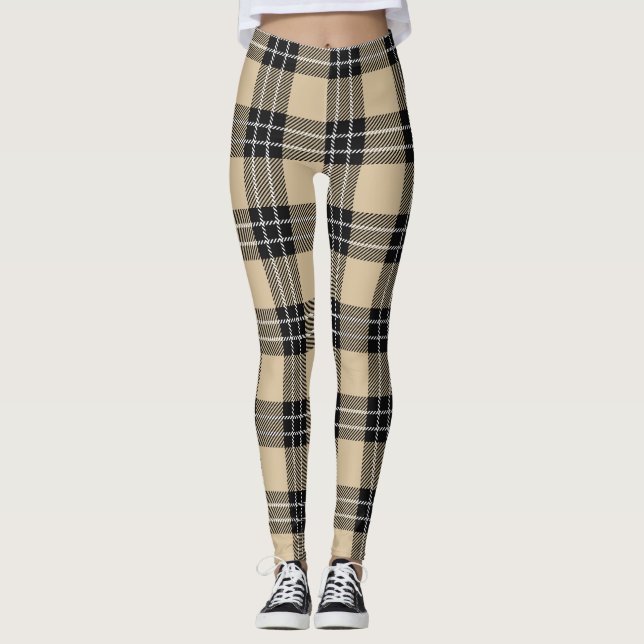 Leggings plaqués femme beige/noire (Devant)
