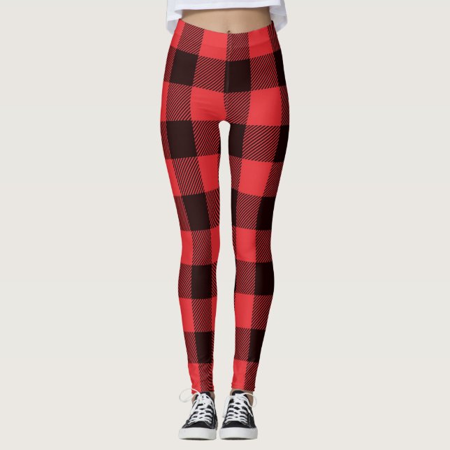 Leggings plaqués rouge et noir tendance (Devant)