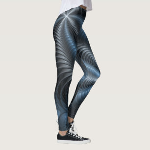 Leggings Plastique bleu gris 3D Fractal Art moderne Abstrai