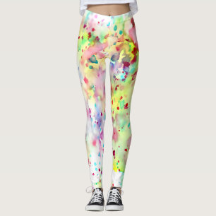 Leggings Plat amusant Jaune, Rouge, Violet & Pink Paint